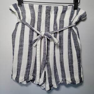 Linen Blend Blue Stripe Shorts Hippie Boho Sz M Cottagecore Preppy Sapphire Red
